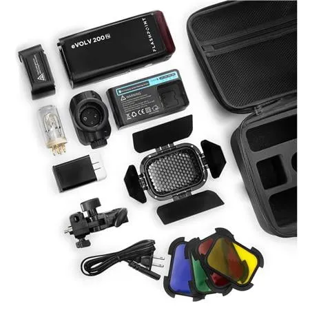 Flashpoint eVOLV 200 TTL Pocket Flash with Barndoor Kit Built-in R2 2.4GHz Radio Remote System (Godox AD200)