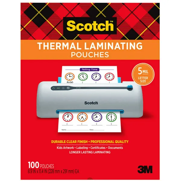 Scotch Thermal Laminating Pouches, Letter Size, 5 Mil, 100/Pack (TP5854-100)