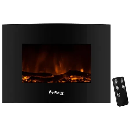 Sundance Curved Wall Mounted or Freestanding LED Electric Fireplace with Remote - Adjustable, Timer, Remote - 22-inch