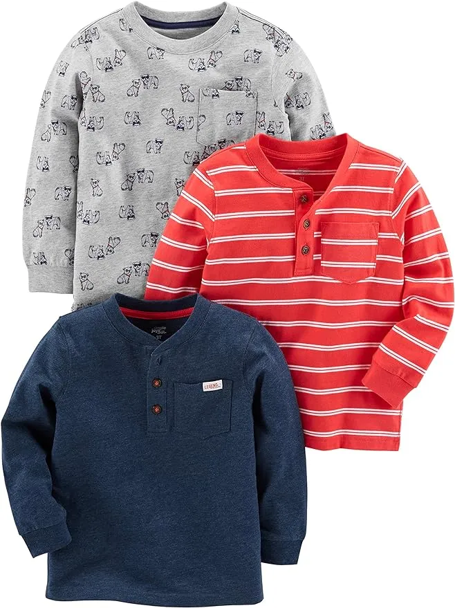 Simple Joys by Carter's Boys' 3-Pack Long Sleeve Shirts