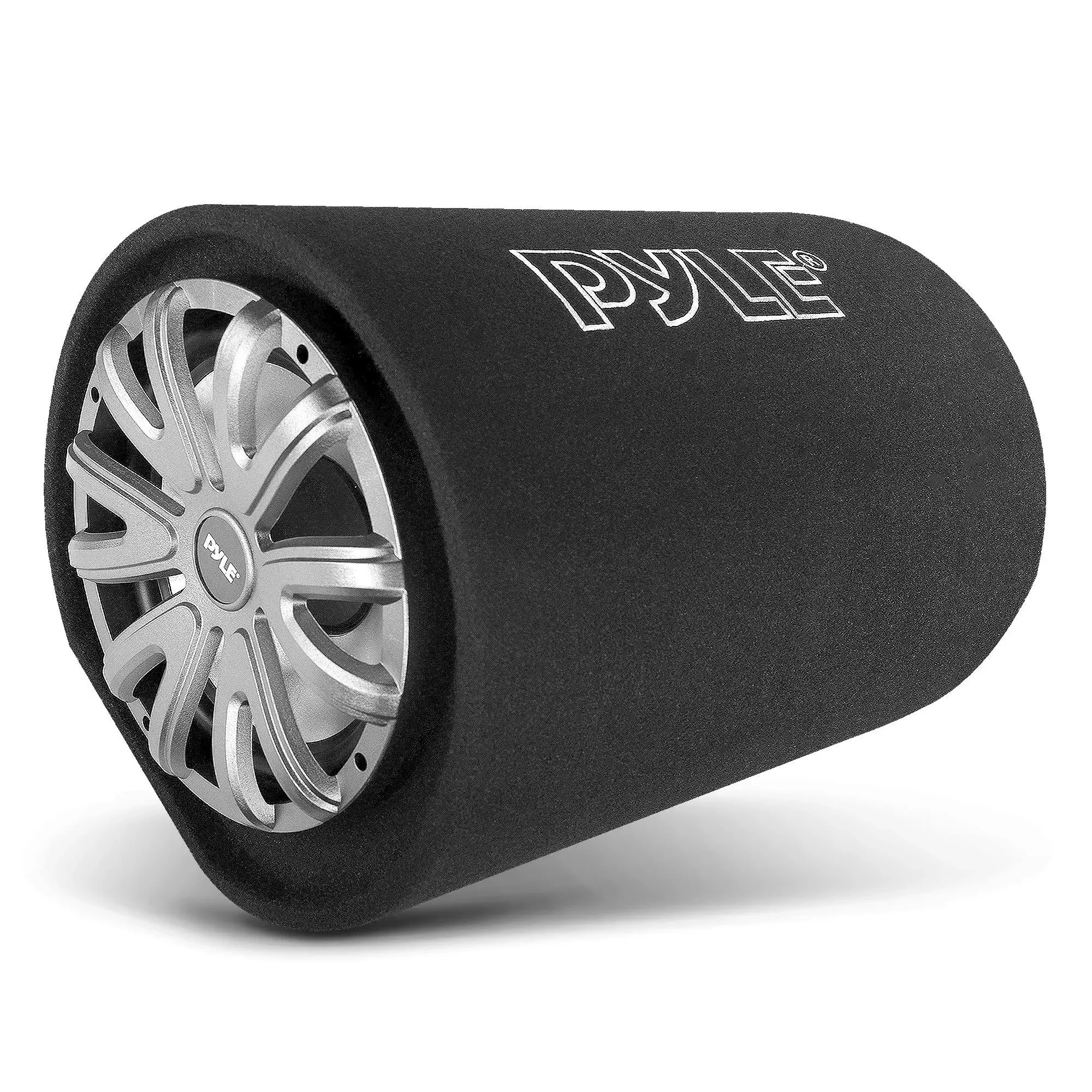 Pyle 12-Inch Carpeted Subwoofer Tube Speaker - 500 Watt High Powered Car Audio Sound Component Speaker Enclosure System with 2” Aluminum Voice Coil, 4 Ohm, Rear Vented Design - PLTB121