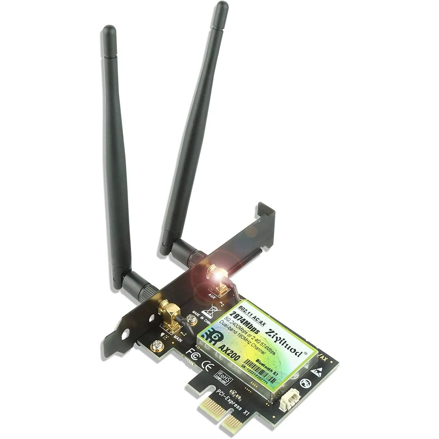 WiFi Card 5400Mbps PCIe WiFi 6E Card, Bluetooth 5.2, Intel WiFi 6E AX210 AX210S