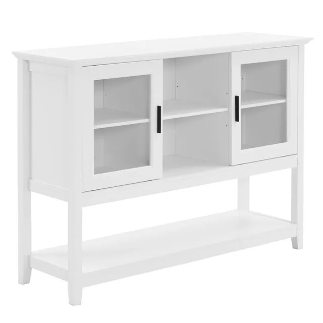 Ktaxon 47 Sideboard Buffet Cabinet Coffee Bar with Storage Console Table with Sliding Doors for Kitchen Dinning Room Living Room Hallway Entrance White