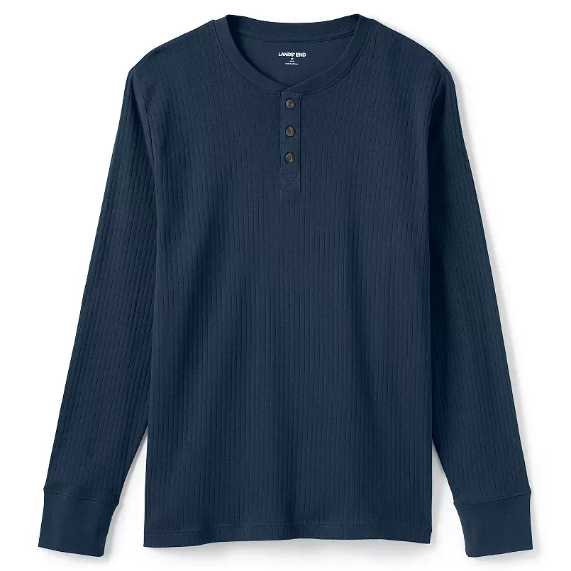 Men's Lands' End Ribbed Pajama Sleep Henley