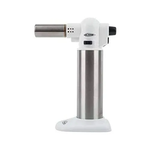 Big Buddy Refillable Turbo Torch Lighter- White Culinary Blow Torch, Butane Refillable, Flame Adjustable (MAX 2500°F) with Child Safety Lock- Use For Cooking, BBQ, Baking, Brulee + More