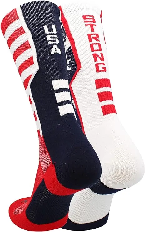 USA American Flag Socks Crew Length USA Strong