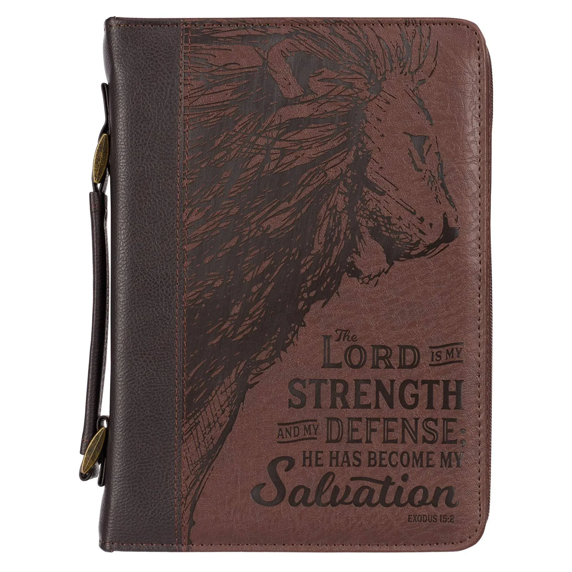 Bible Cover Brown Lord Is My Strength Exodus 15:2