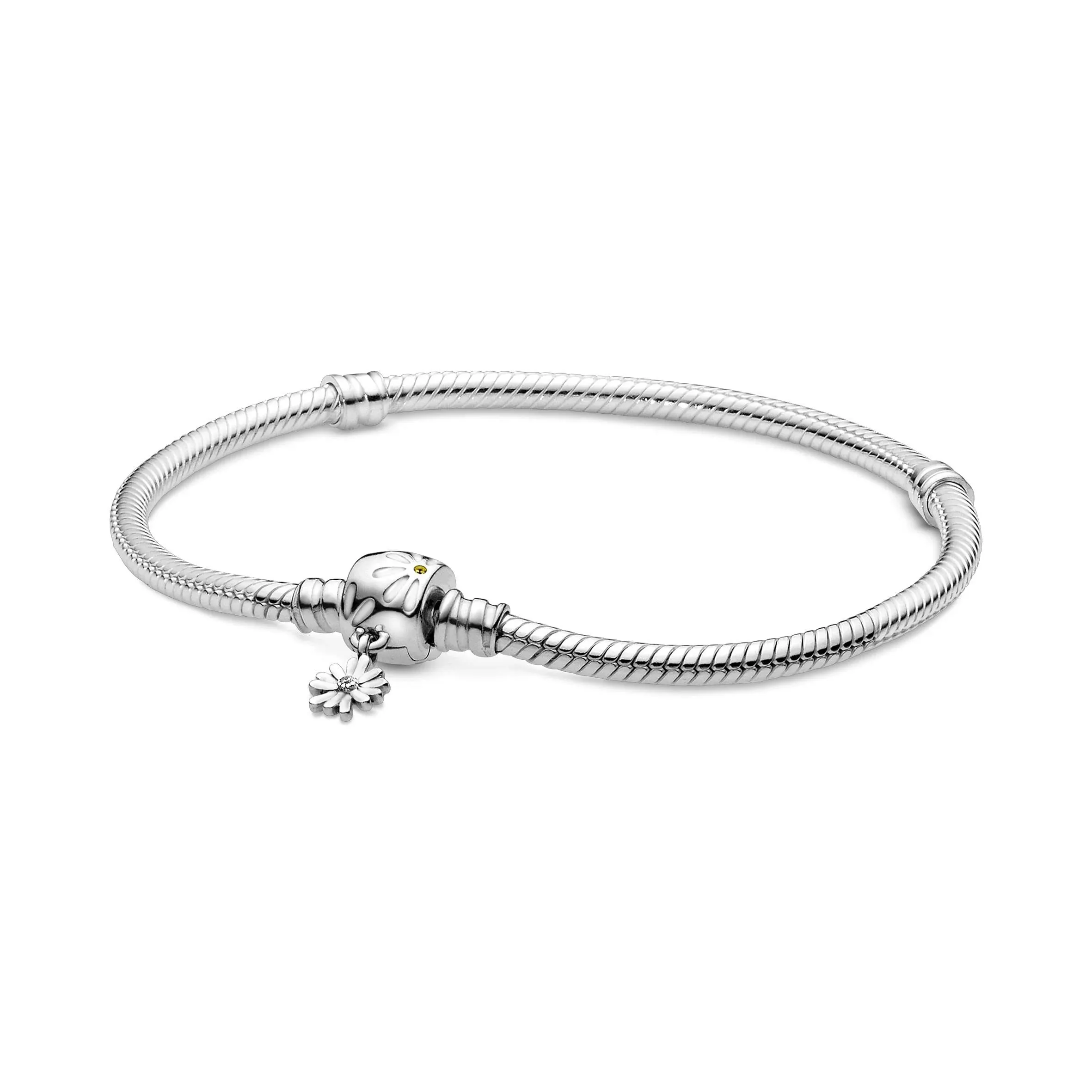 Pandora Moments Daisy Flower Clasp Snake Chain Bracelet