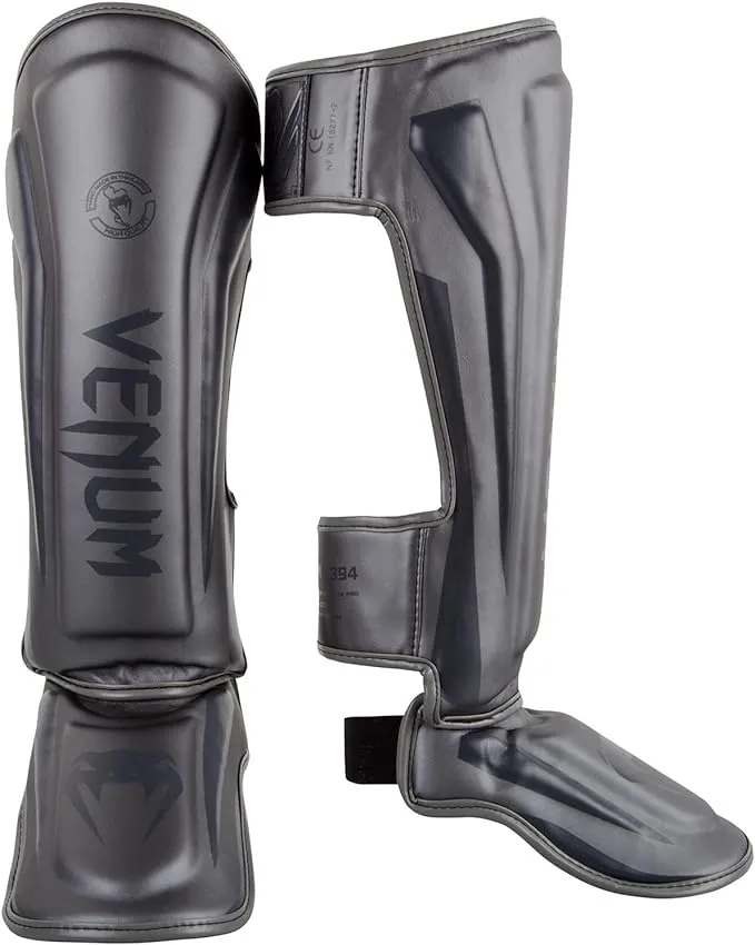 Venum Elite Standup Shin Guards-Grey/Grey - M