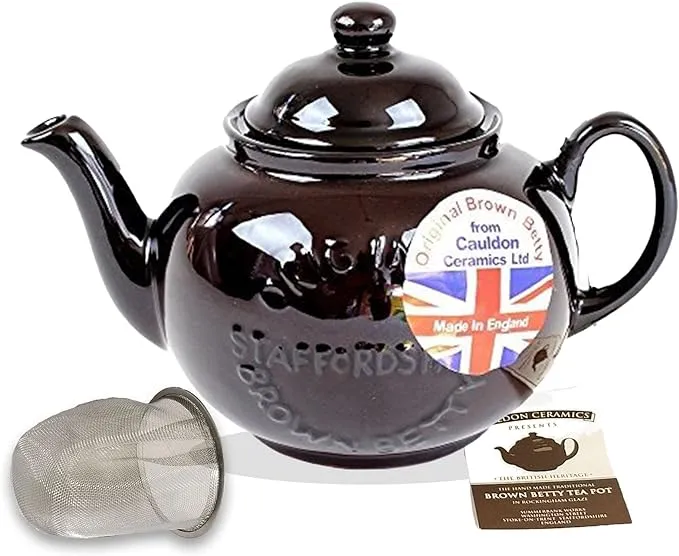 Cauldon Ceramics 4 Cup Brown Betty logo teapot with infuser