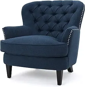 Christopher Knight Home Tafton Fabric Club Chair Dark Blue