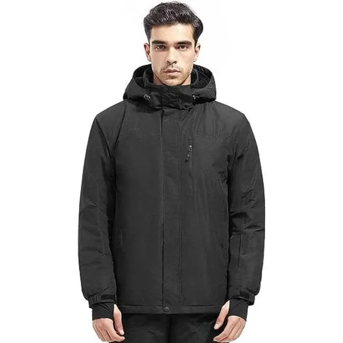 FREE SOLDIER Men's Waterproof Ski Jacket Fleece Lined Warm Winter Snow Coat with Hood Fully Taped Seams