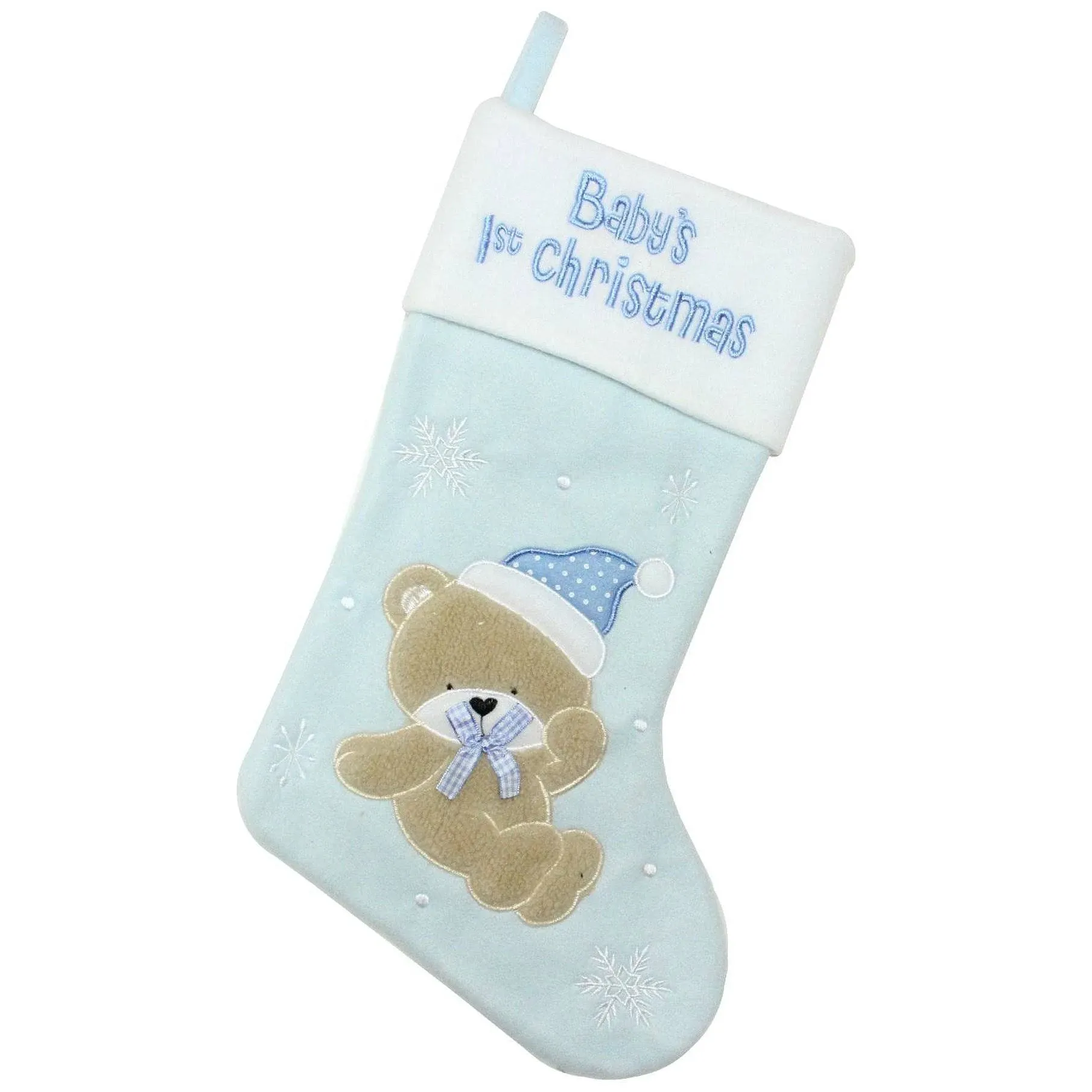 &quot;Baby's 1st Christmas&quot; Blue Bear Stocking