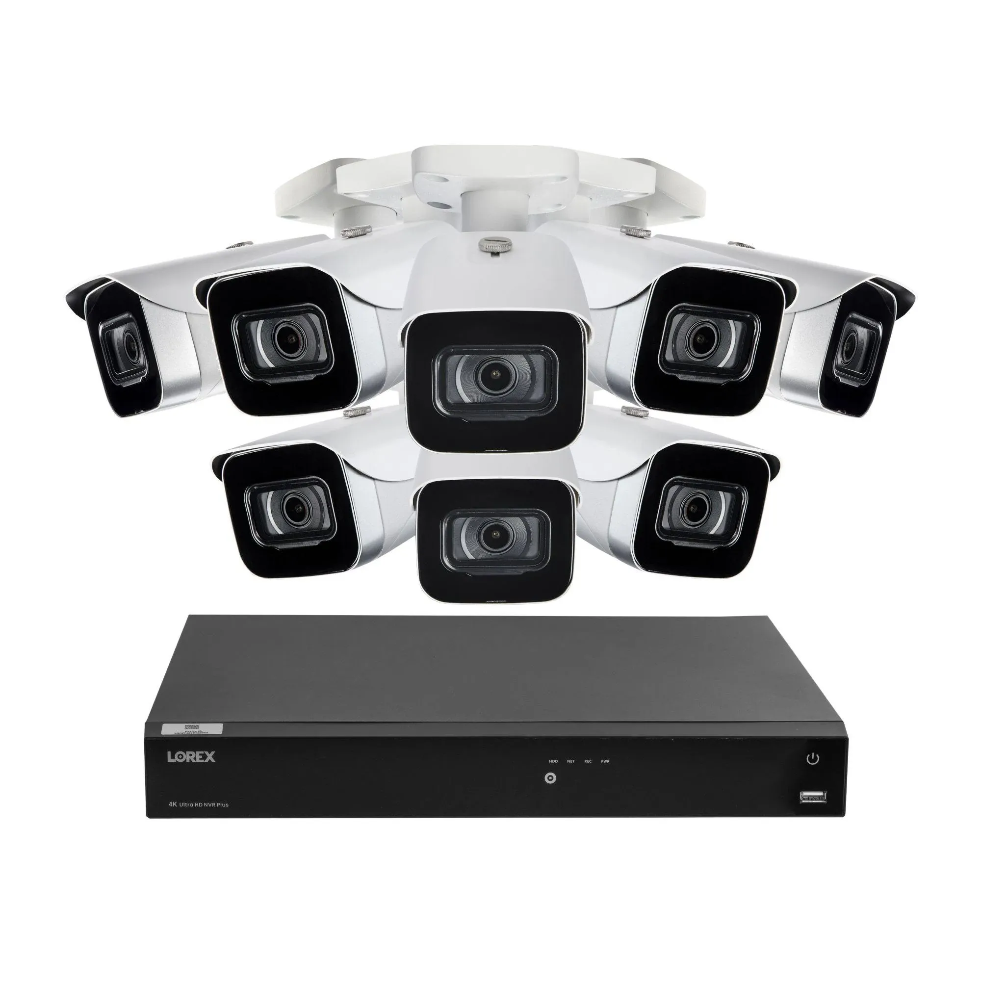 Lorex Fusion 4K 8.0-mp 16-Camera-Capable 4-TB NVR System with 8 IP Bullet Cameras, White (N864A64B-8CA8)