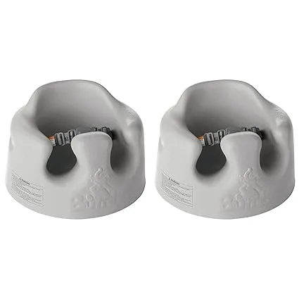 Bumbo Infant Soft Foam Floor Seat with 3 Point Adjustable Harness, Gray (2 Pack)