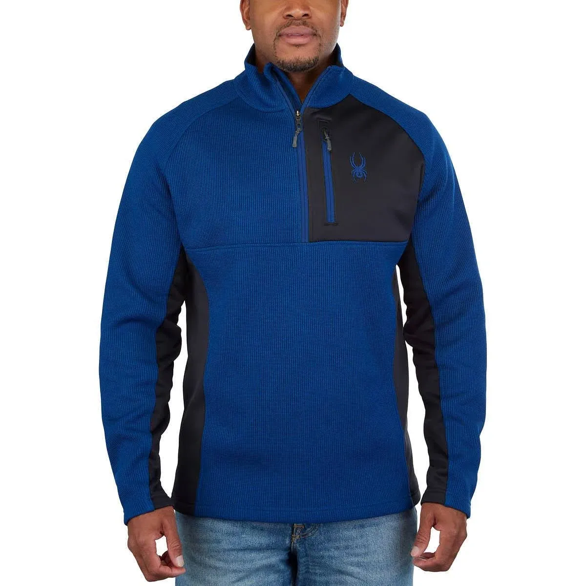 Spyder Men's Half Zip Sweater Gait Knit Pullover Jacket, Size: XL, Blue