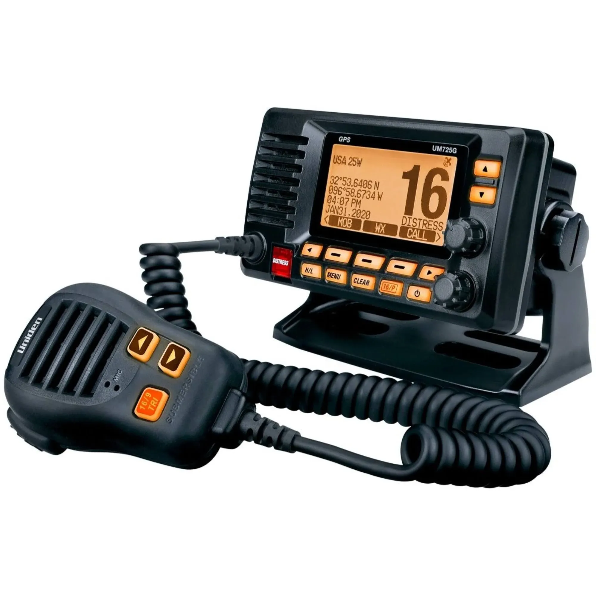 Uniden UM725 Fixed Mount VHF w-GPS & Bluetooth - Black