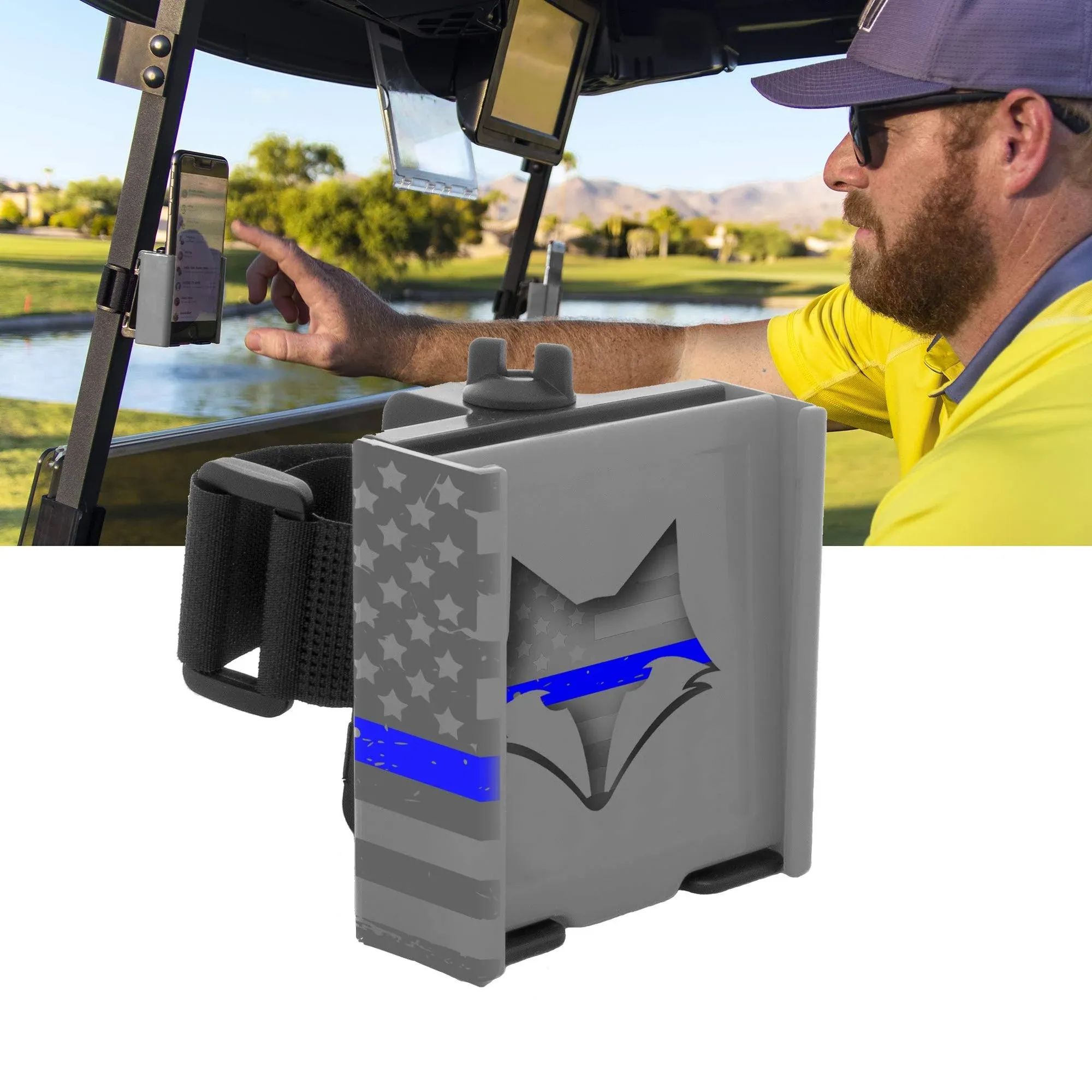 Cell Phone Holder for Golf Carts - Phone Caddy - BlueLine