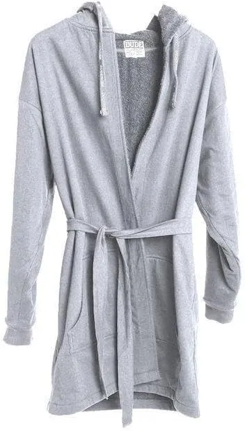 DudeRobe Luxury Men's Hooded Bathrobe Grey Large/XL