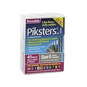 Piksters Interdental Brushes (40 Pack, Size 0 (Grey))