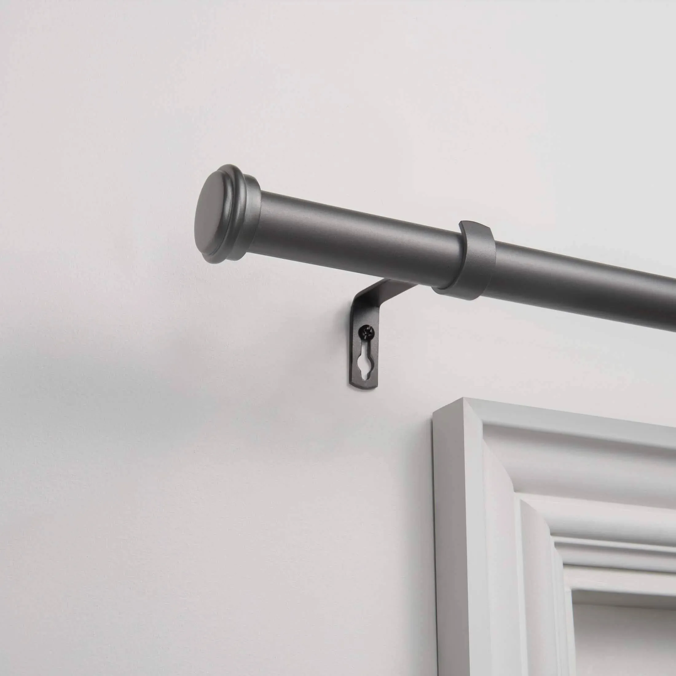 Exclusive Home Topper 1" Curtain Rod and Coordinating Finial Set, Matte Silver ...