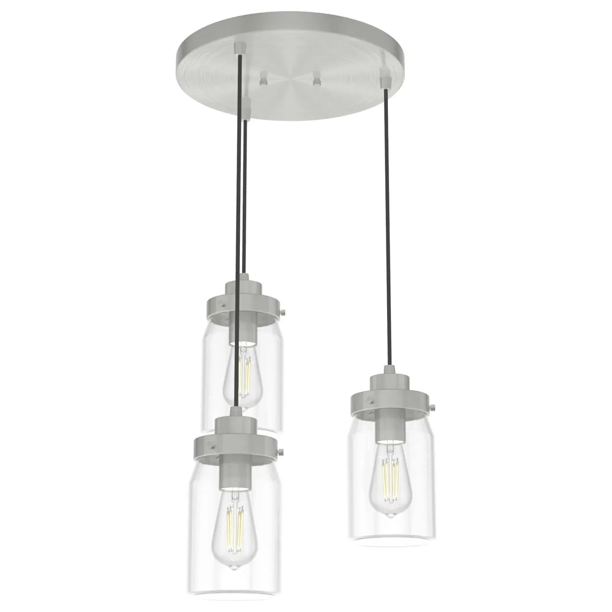 Hunter Devon Park 3-Light Round Cluster Pendant - Brushed Nickel 19158