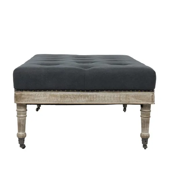 Antoinette Deep Grain Finish Tufted Fabric Rectangle Accent Coffee Table Ottoman