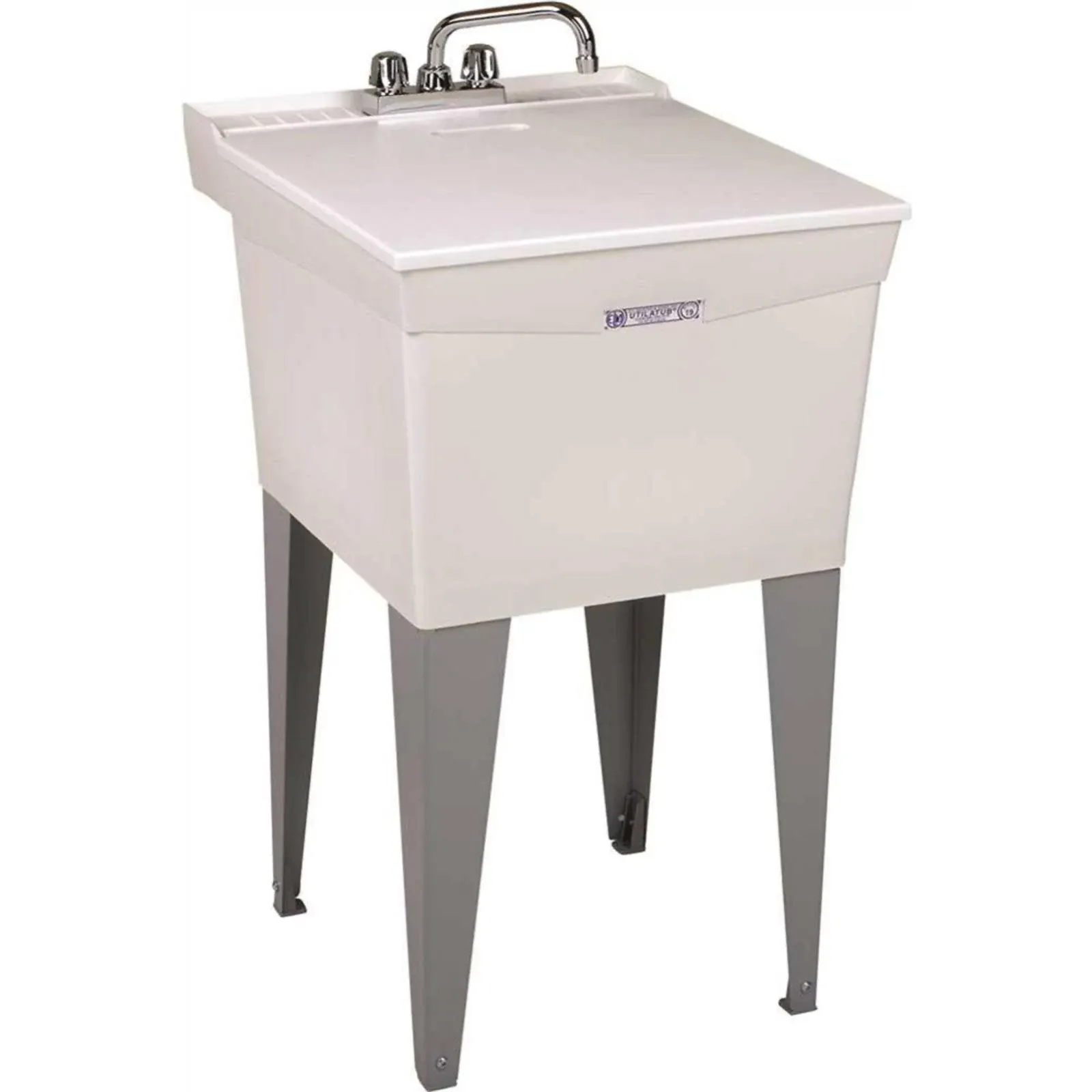 Mustee 19CFT Utilatub Combo 20 in. x 24 in. x 33 in. Thermoplastic Floor Mount Laundry Tub White