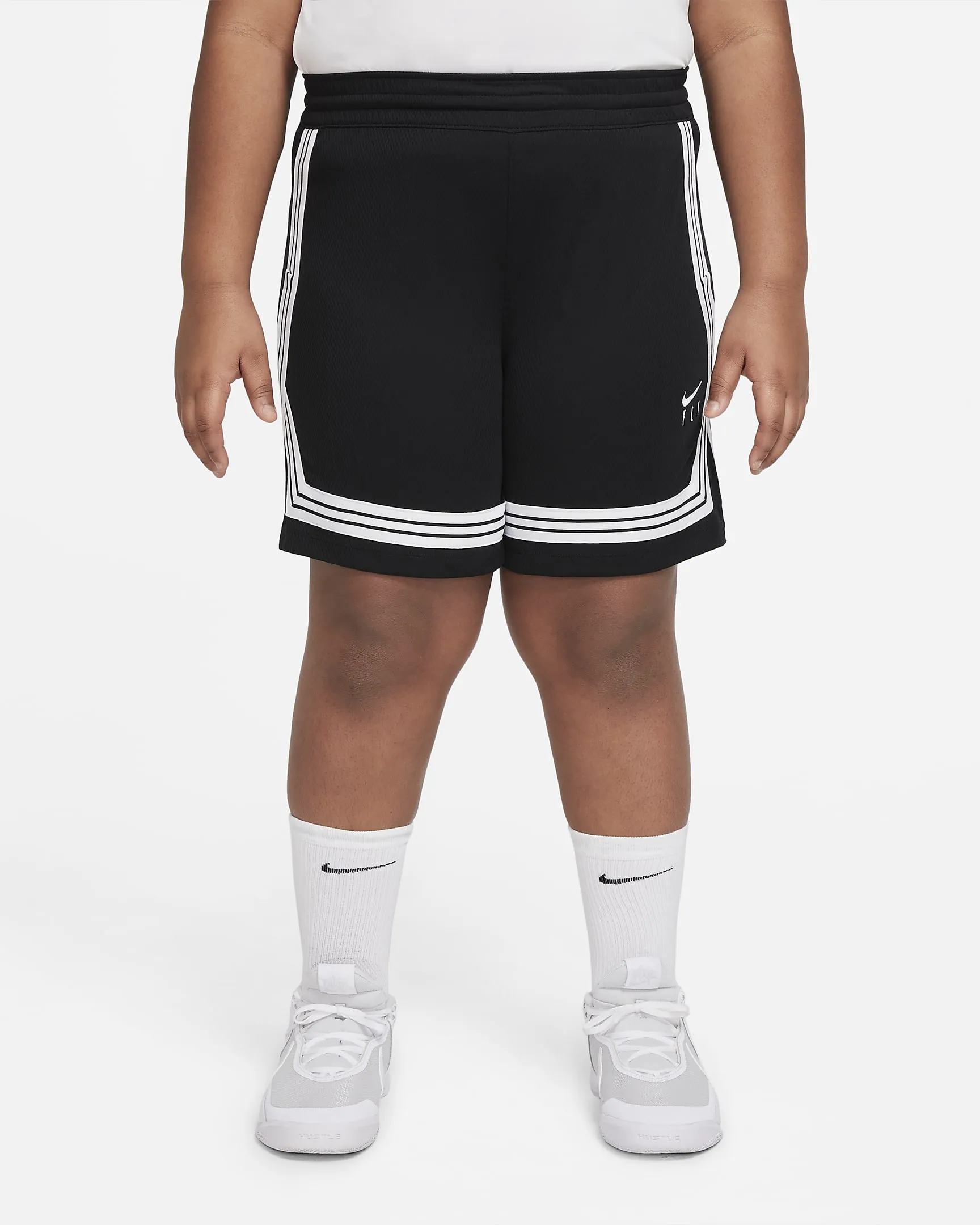 Nike Girls Fly Crossover Shorts - White/Black Size L