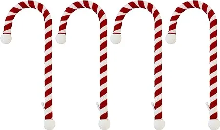 Haute Decor Candy Cane Stocking Holder (Velvet 4-Pack) - Lightweight Christmas Stocking Hanger, Holds up to 10 pounds