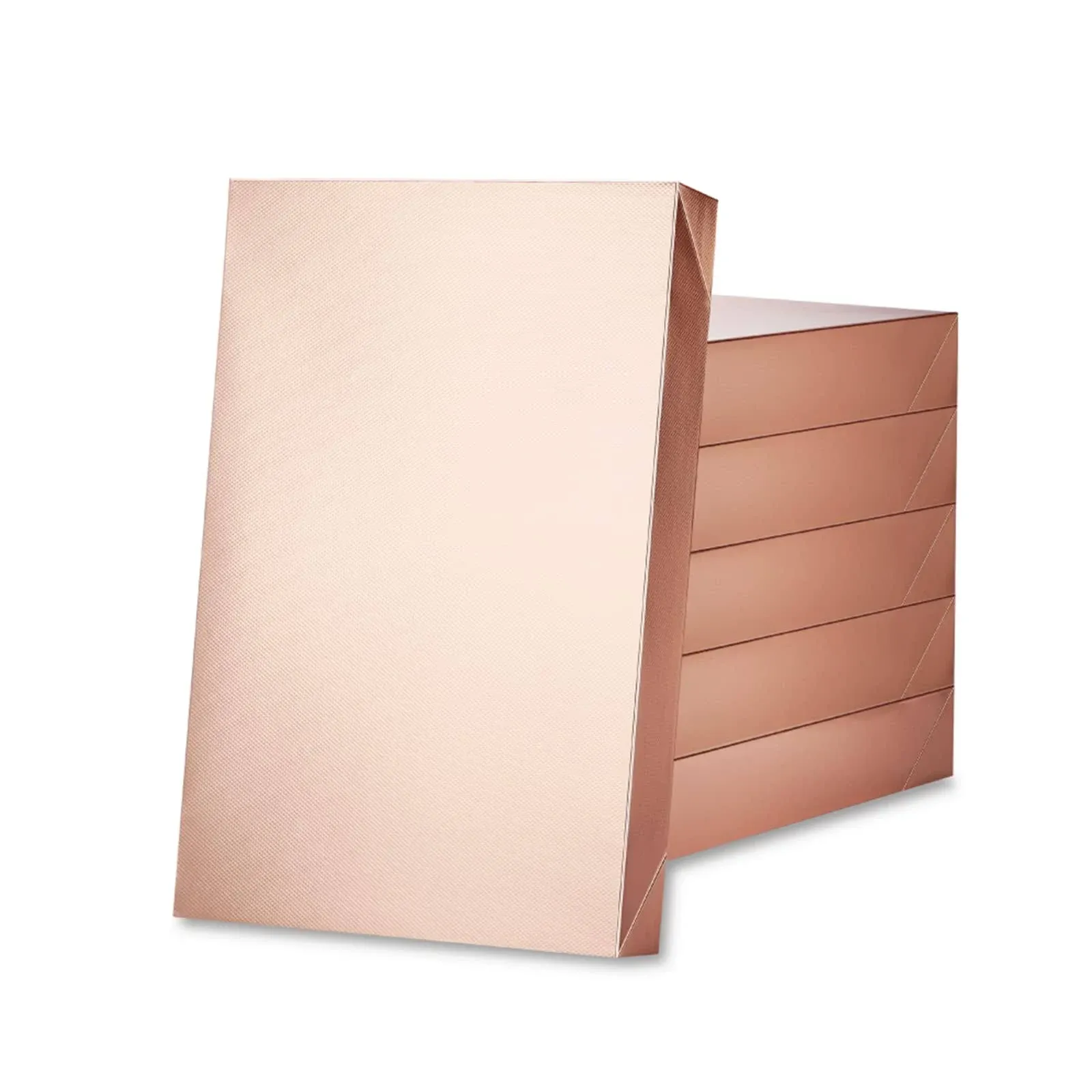 ROSEGLD 6 Extra Large Gift Boxes with Lids 17x11x2.5 Inches, Gift Boxes for Clothes, Apparel Gift Boxes, Clothing Gift Boxes, Rose Gold Gift Wrap Boxes (Glossy Rose Gold with Grain Texture)