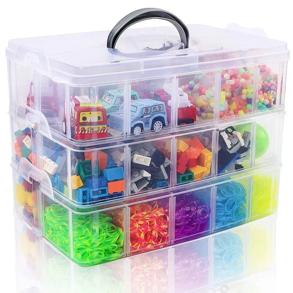 SGHUO 3-Tier Stackable Storage Container Box with 30 Compartments, Plastic ...