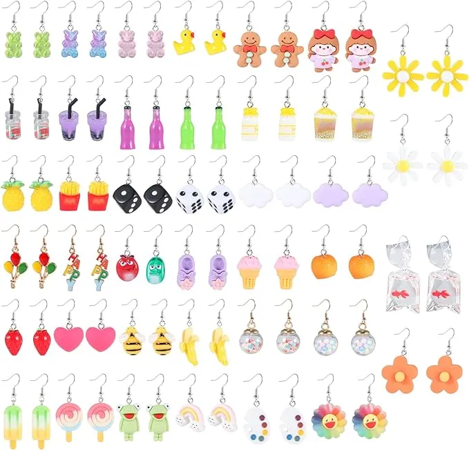 40 Pairs Cute Weird Earrings Funny Aesthetic Earrings Indie Funky Cool Earrings