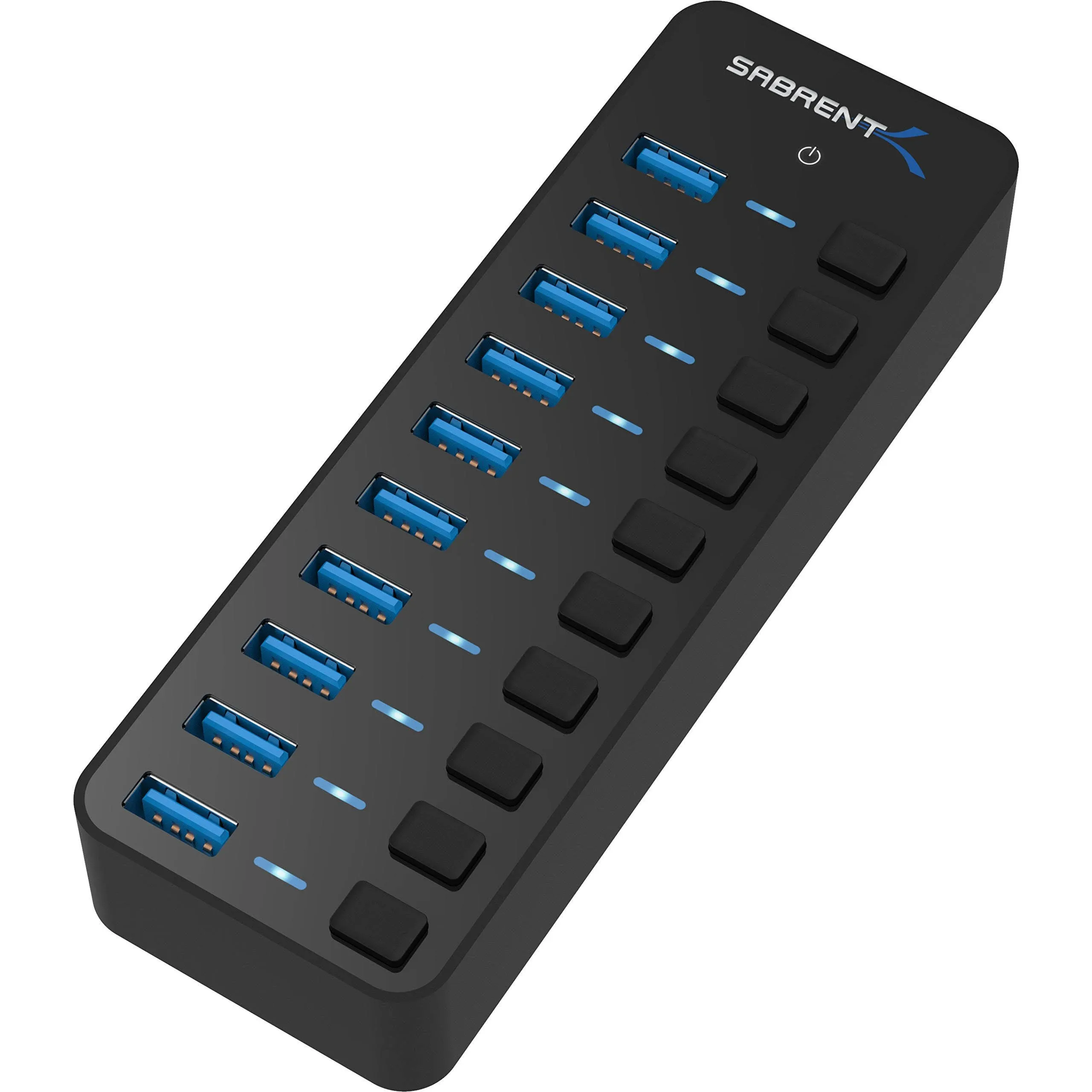 Sabrent 10-Port 60W USB 3.0 Hub with Individual Power Switches and LEDs (hb-bu10)