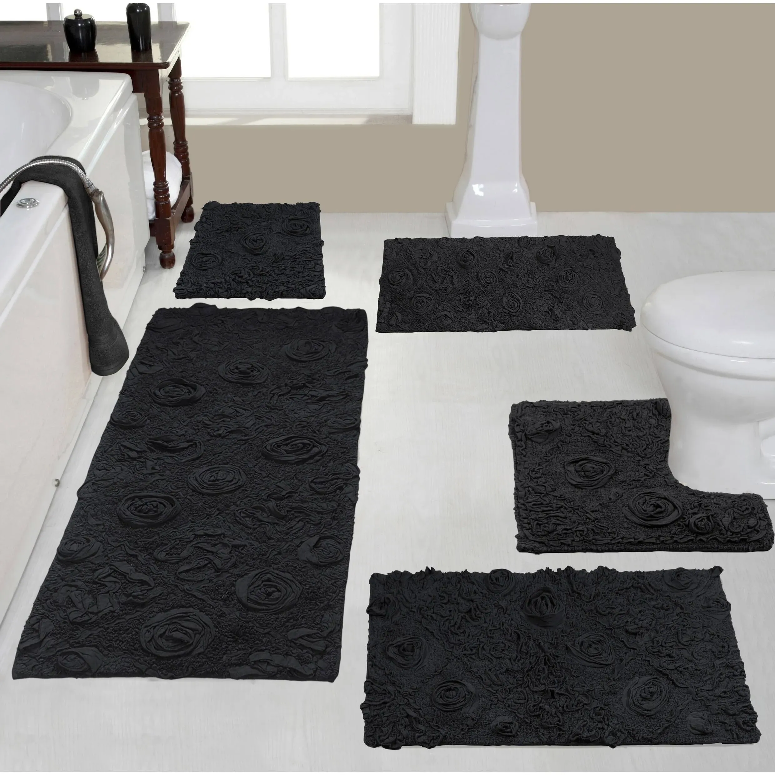 Modesto Collection Cotton Tufted Set of 3 Bath Rug Set - Home Weavers