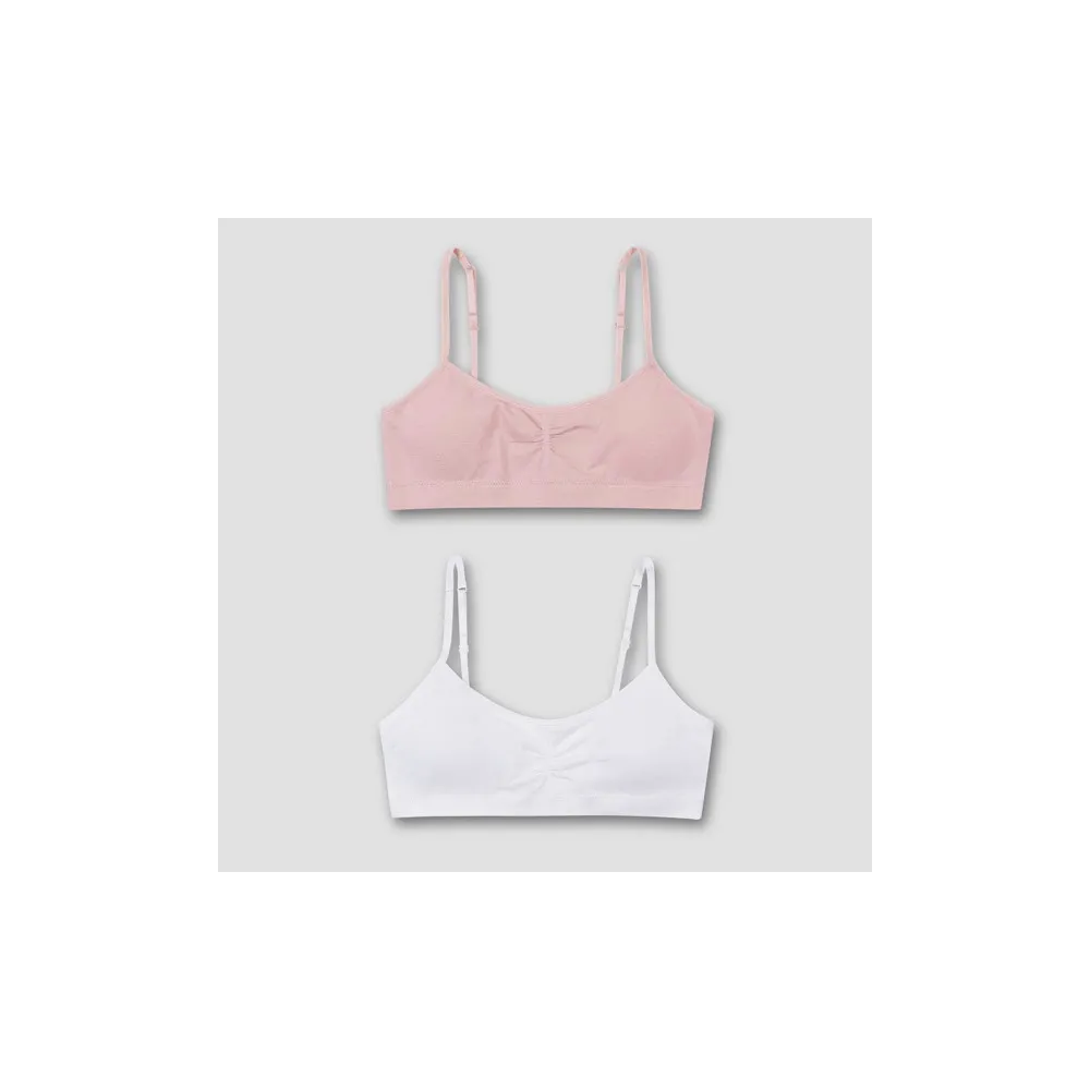 Hanes Girls' 2-Pack Seamless Ruched Foam Bras