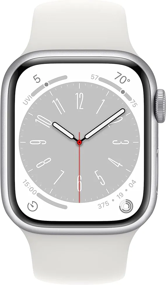 Apple Watch Series 8 (GPS) 41mm Aluminum Case with White Sport Band - M/L - Silver