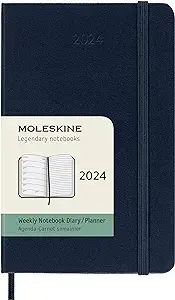 Moleskine 2024 Weekly Planner, 12M, Pocket, Sapphire Blue, Hard Cover (3.5 x 5.5)