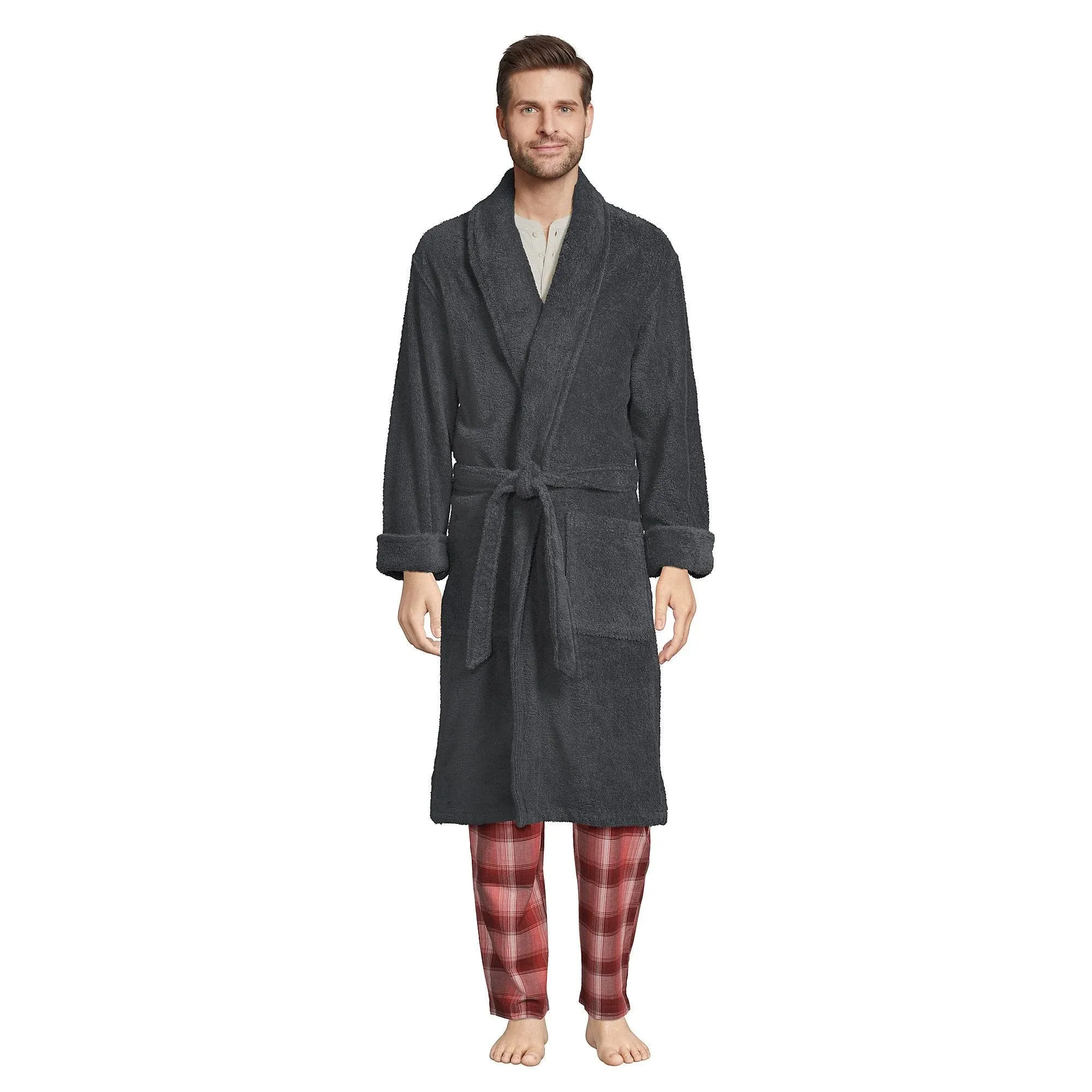 Lands' End Men's Calf Length Turkish Cotton Terry Bathrobe