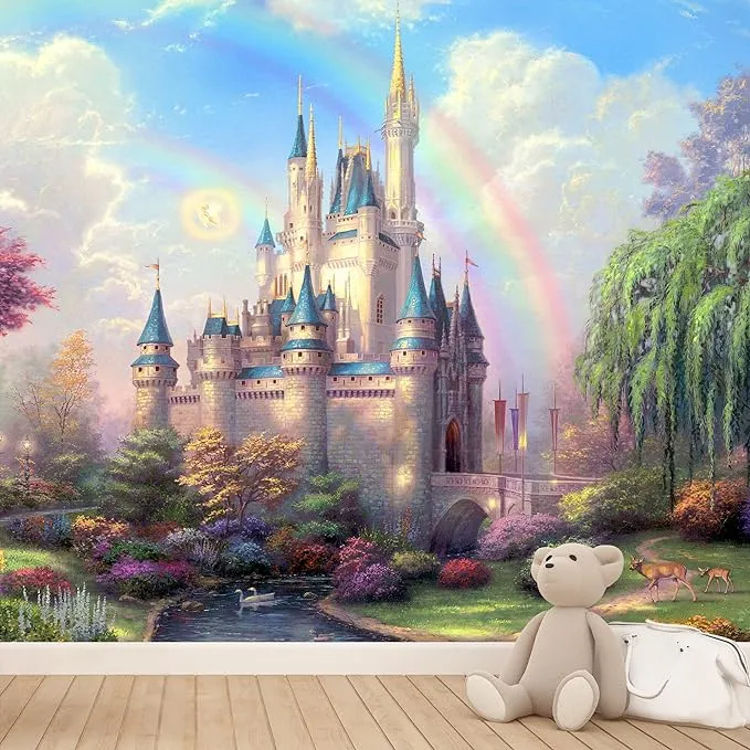 IDEA4WALL Wall Murals for Bedroom Dream Castle Large Removable Wallpaper Peel and Stick Wall Stickers - 66x96 inches