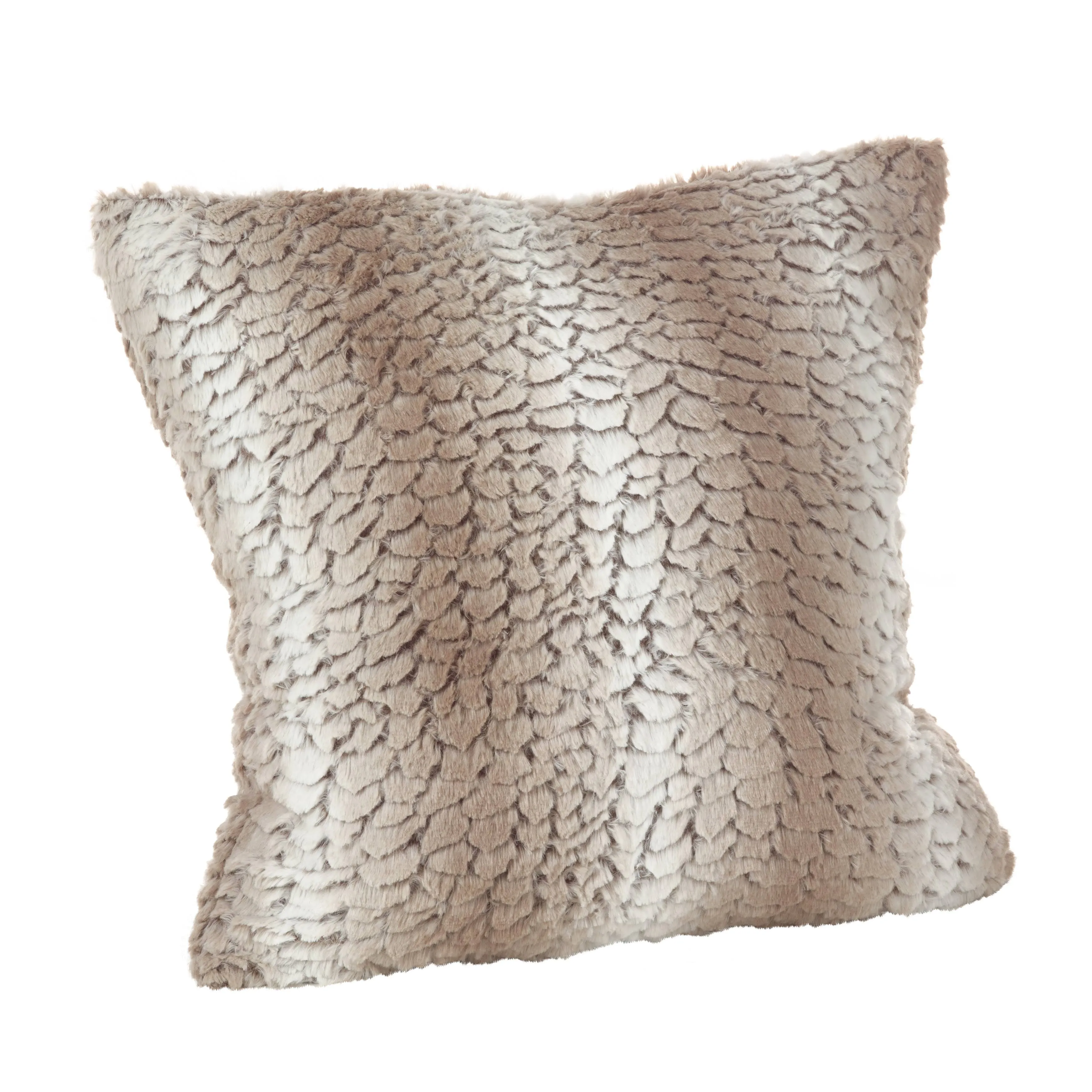 Saro Juneau Faux Fur Throw Pillow; Natural