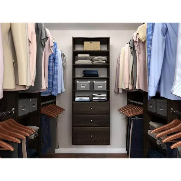 25-1/8 Inch Wide Closet Organizer System with Three Drawers