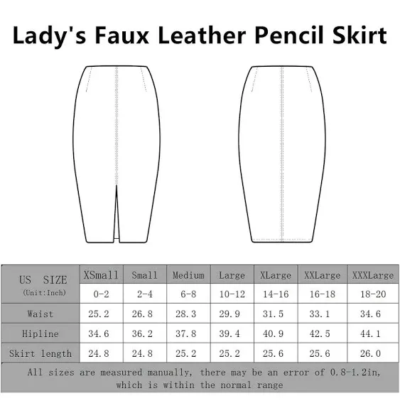 RAMISU Faux Leather Pencil Skirt High Waist Split Lady's Half Body Midi Hip Skirt