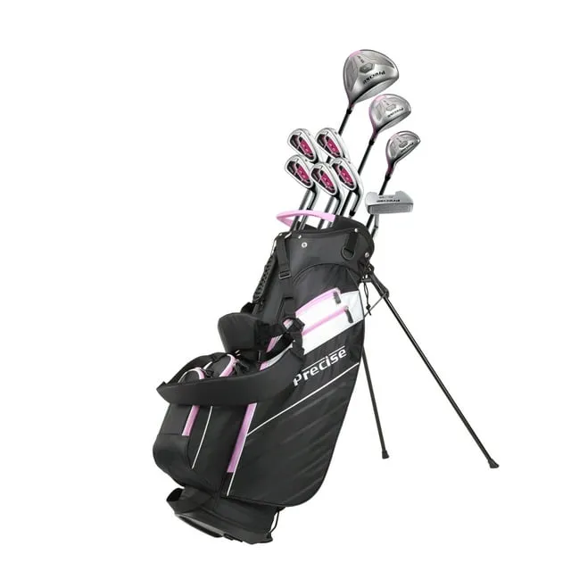 Precise AMG 14 Piece Ladies Women's Complete Right Hand Golf Club Package Set - Pink, Petite Size