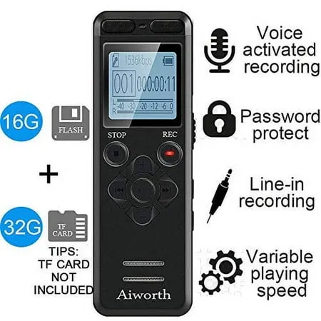 136GB Digital Voice Recorder Voice Activated Recorder for Lectures Meetings - Aiworth 9860 Hours Sound Audio Recorder Dictaphone Recording Device with