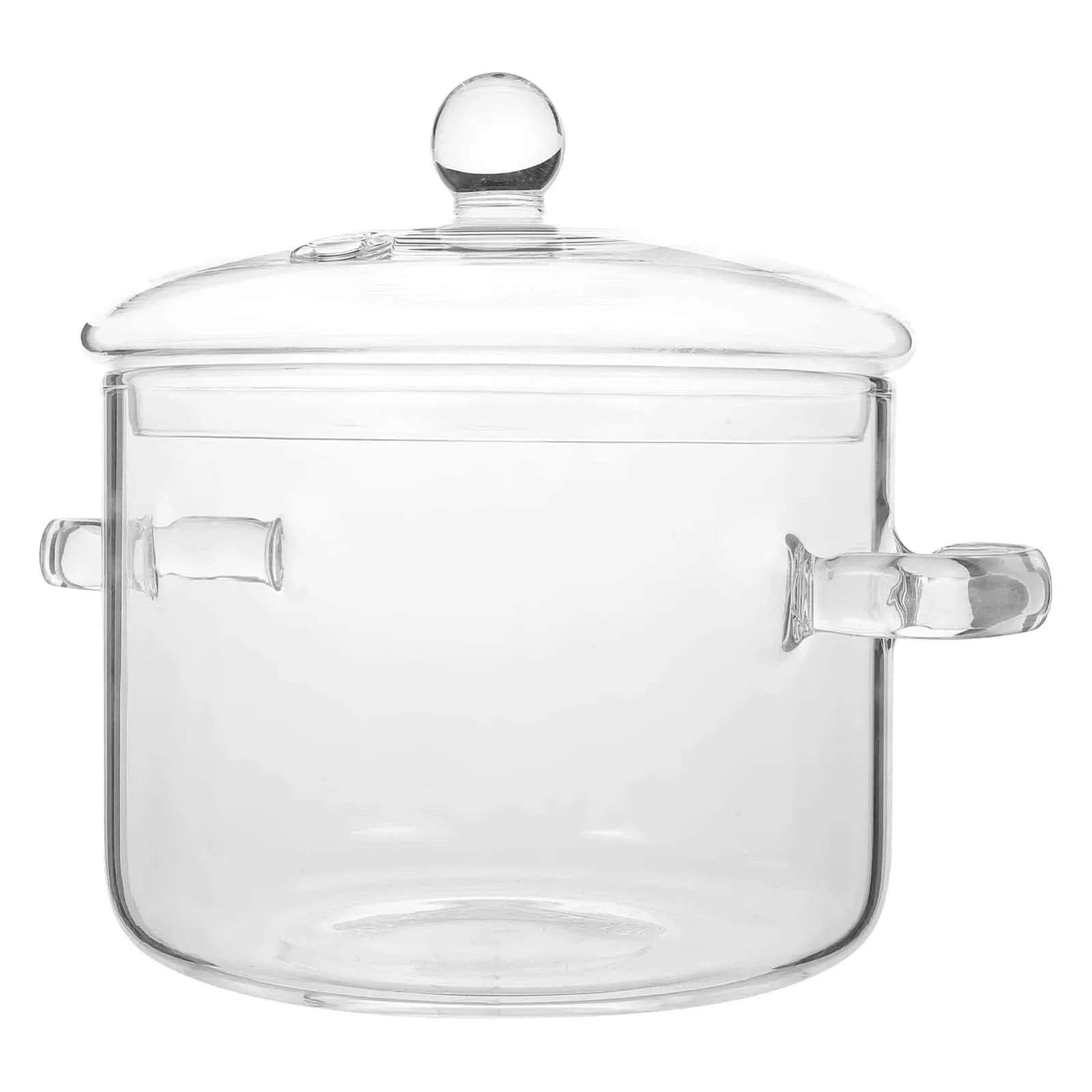 Glass Saucepan with Cover, Stovetop Cooking Pot with Lid and Handle Simmer Pot Clear Soup Pot, High Borosilicate Glass Cookware（1600ml)