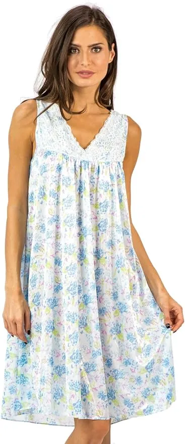 Casual Nights Women's Flower Tricot Sleeveless Nightgown