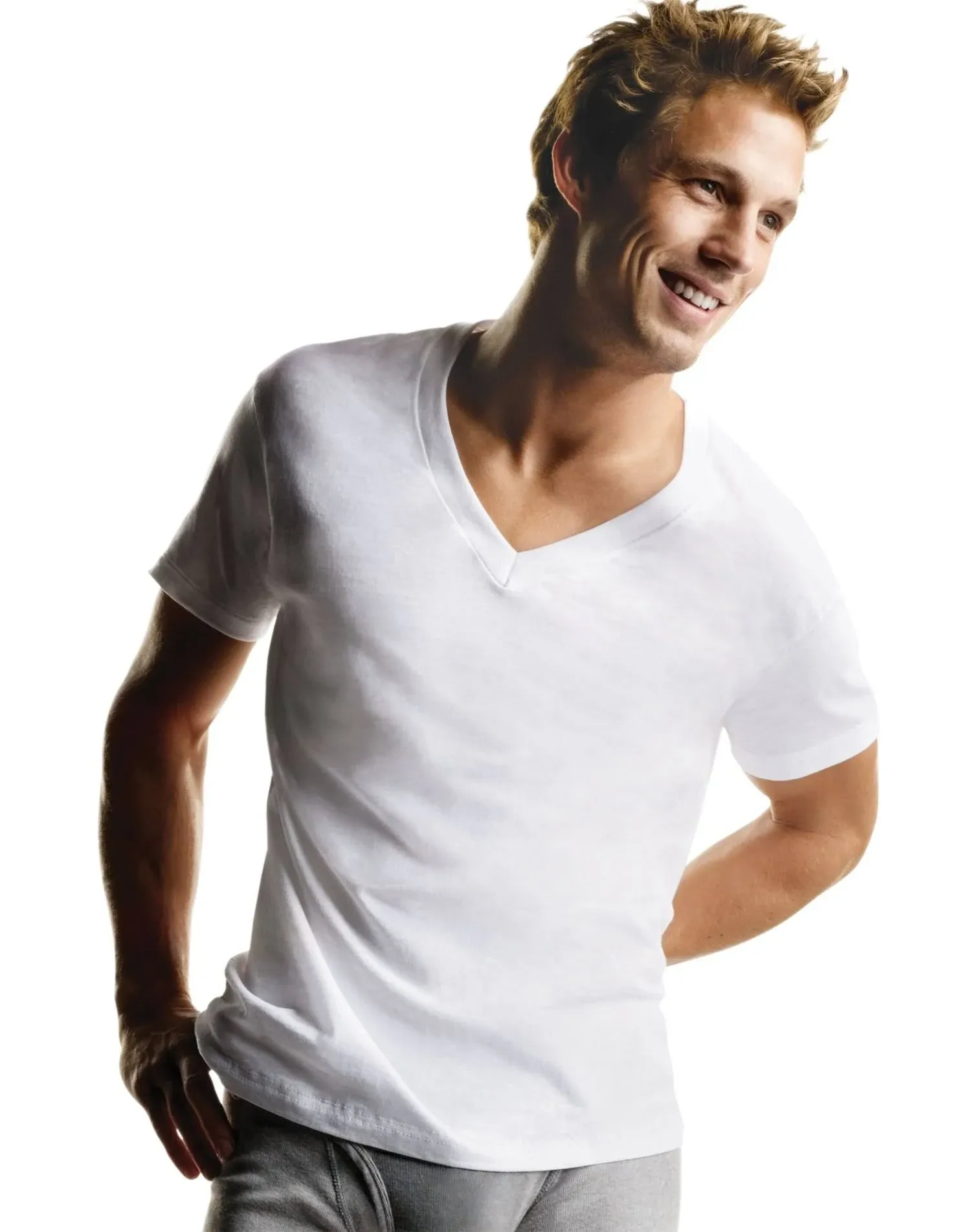 Hanes Men's Tagless Cotton V-Neck Undershirt – Multiple Pack and Color