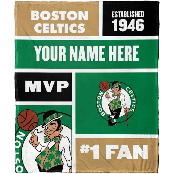 NBA Boston Celtics Colorblock Personalized Silk Touch Throw Blanket