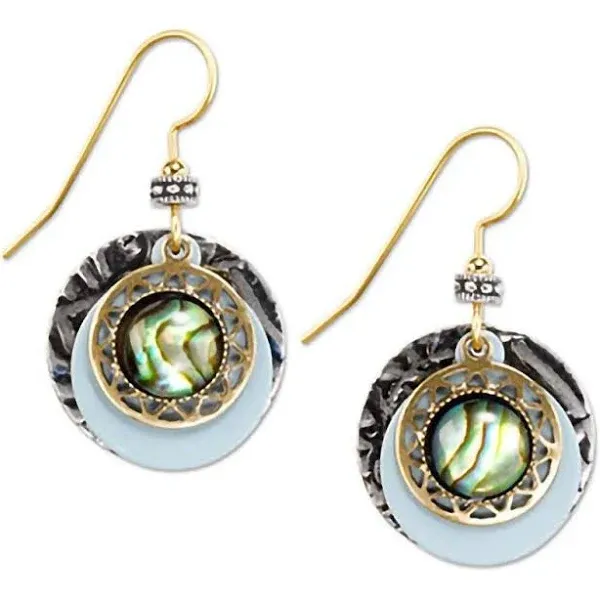 Silver Forest Two-Tone Round with Abalone Earrings